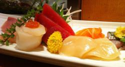 Sashimi plate with various garnishes