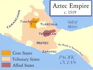 Eine Karte des Aztekenreiches vor der spanischen Eroberung.